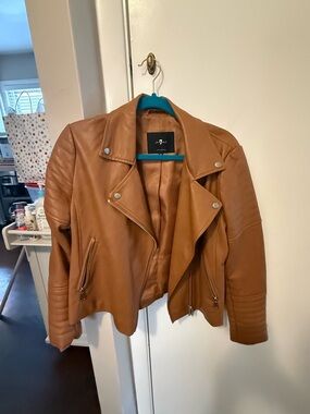 7 For All Mankind Faux Leather Moto Jacket - size M